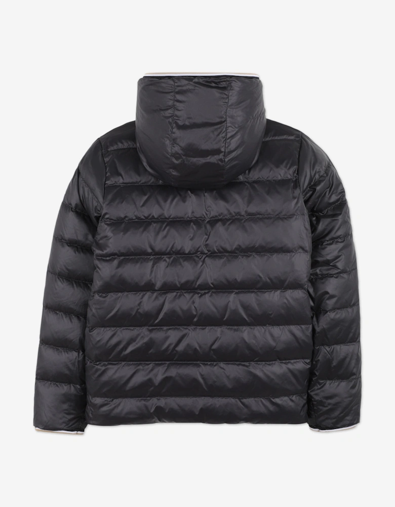 BOSS Boys Reversible Down Padded Puffer Jacket in Green