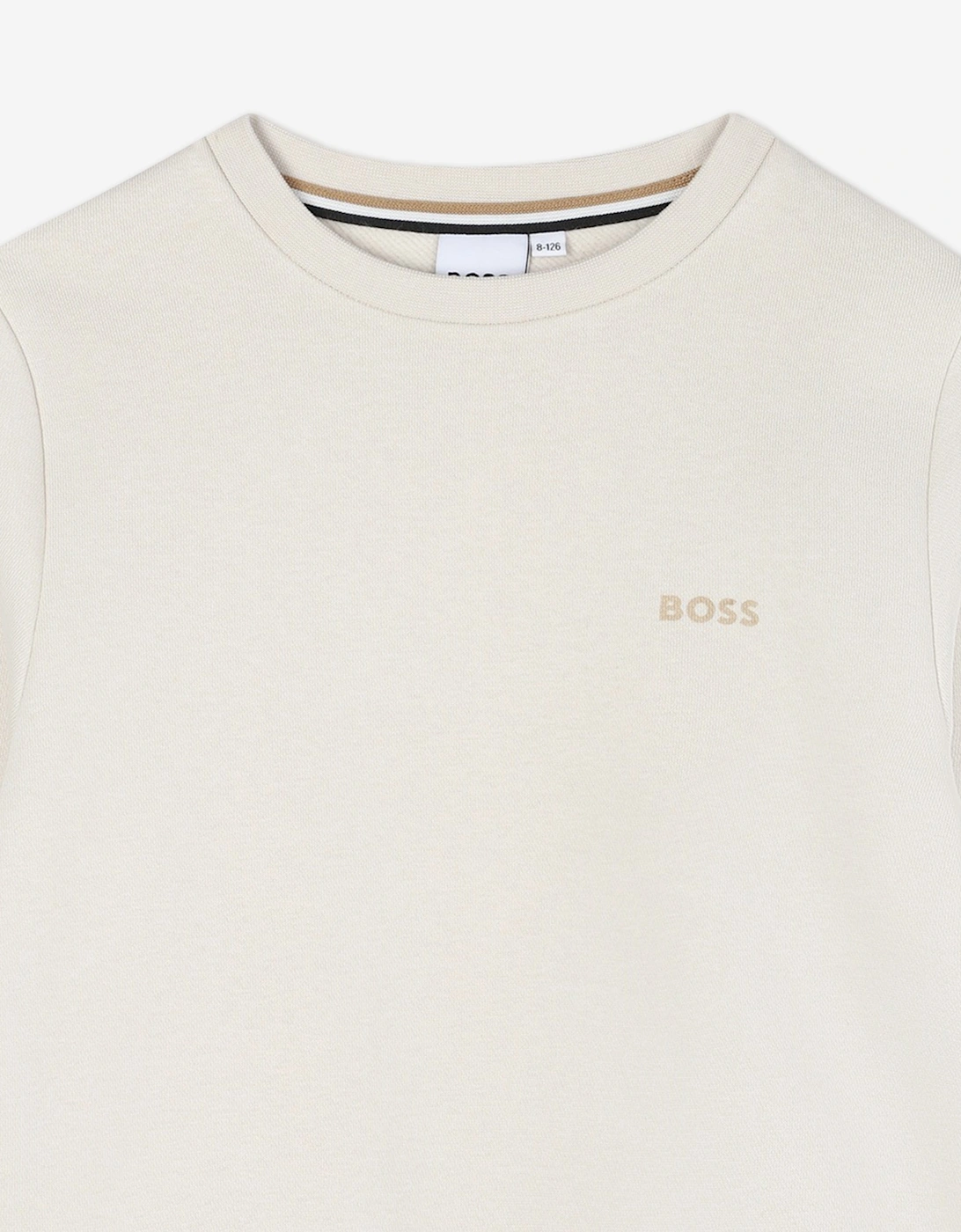 BOSS Boys Logo Print Sweatshirt in Ivory