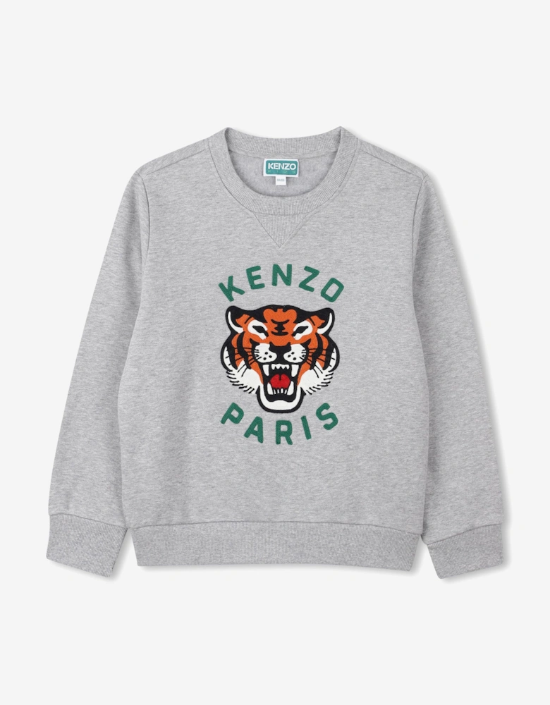 Boys Lucky Tiger Sweatshirt in Grey