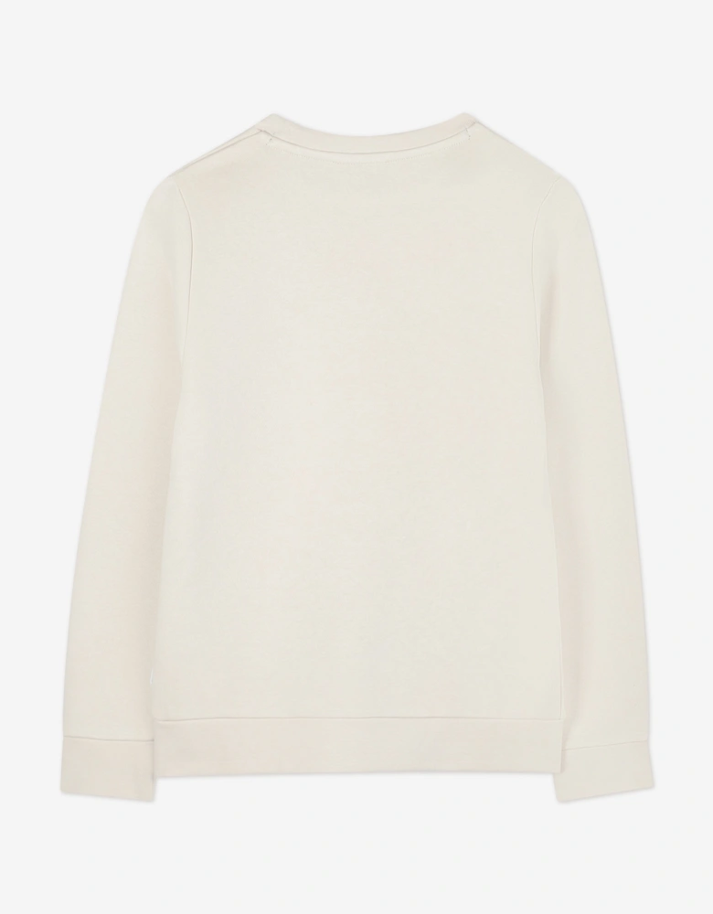 BOSS Boys Logo Print Sweatshirt in Ivory