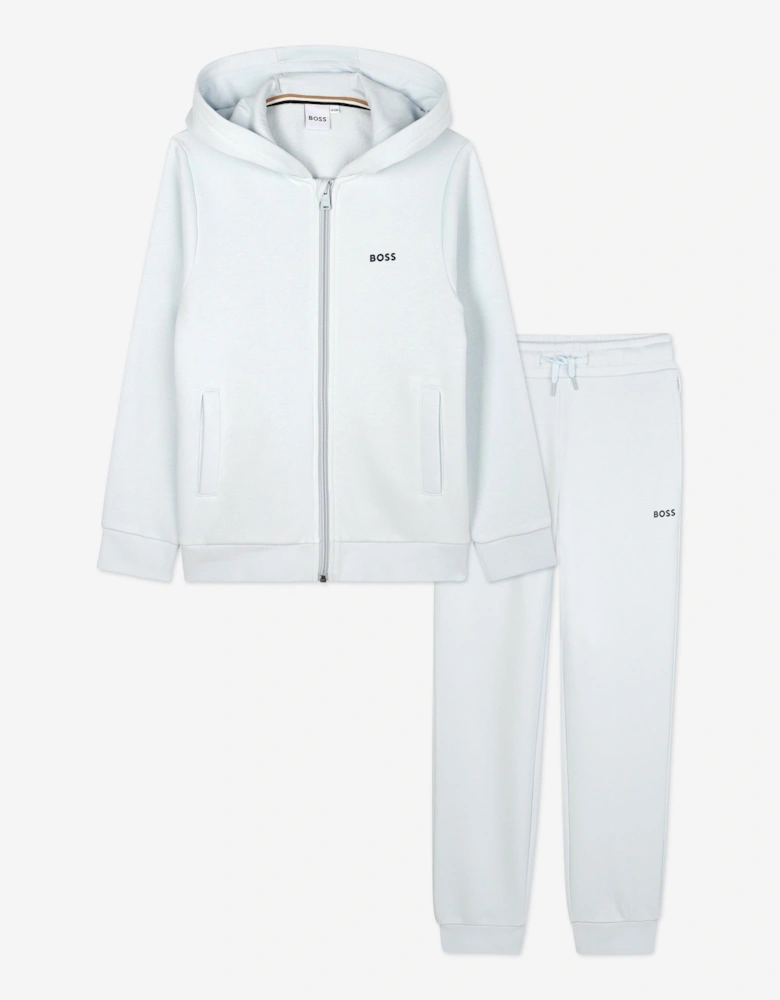 BOSS Boys Logo Print Tracksuit in Blue