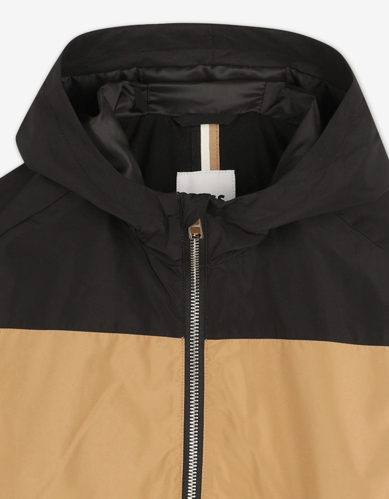 BOSS Boys Hooded Windbreaker Jacket in Brown