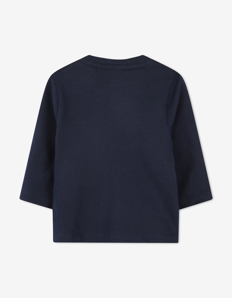BOSS Baby Boys Long Sleeve Logo T-Shirt in Navy