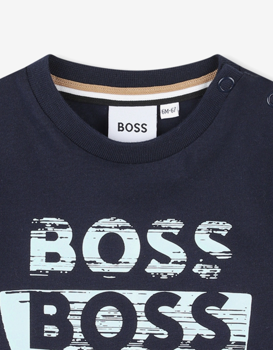 BOSS Baby Boys Long Sleeve Logo T-Shirt in Navy