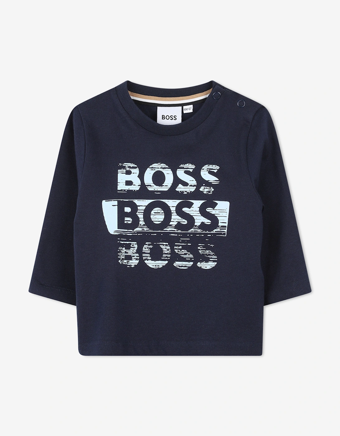 BOSS Baby Boys Long Sleeve Logo T-Shirt in Navy, 5 of 4