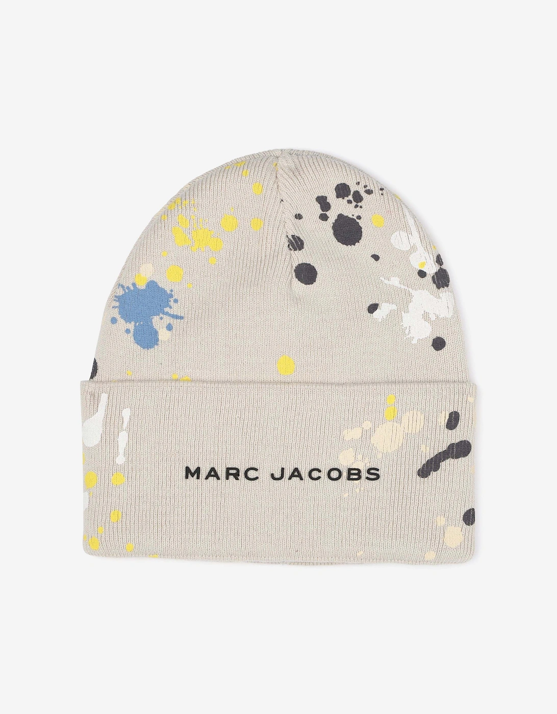 Boys Paint Stain Knitted Beanie Hat in Ivory, 5 of 4