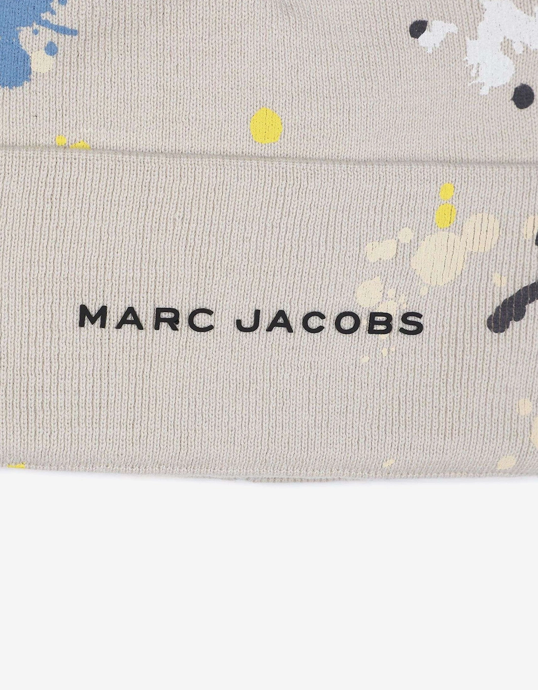 Boys Paint Stain Knitted Beanie Hat in Ivory