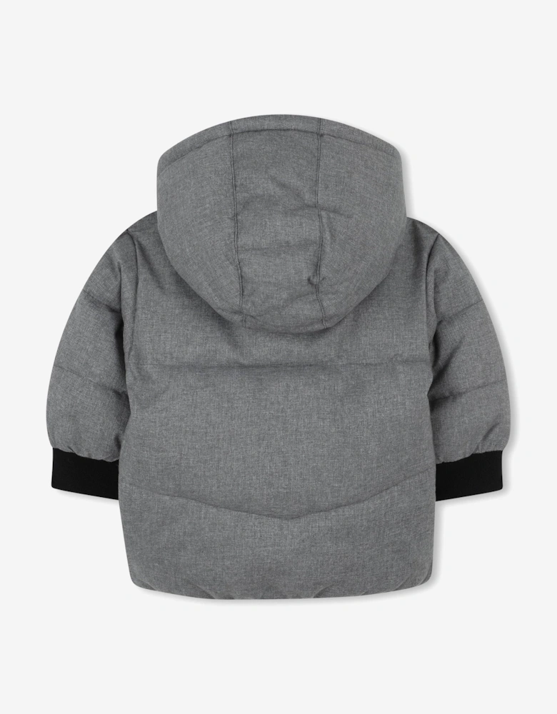 BOSS Baby Boys Flannel Effect Puffer Jacket in Grey