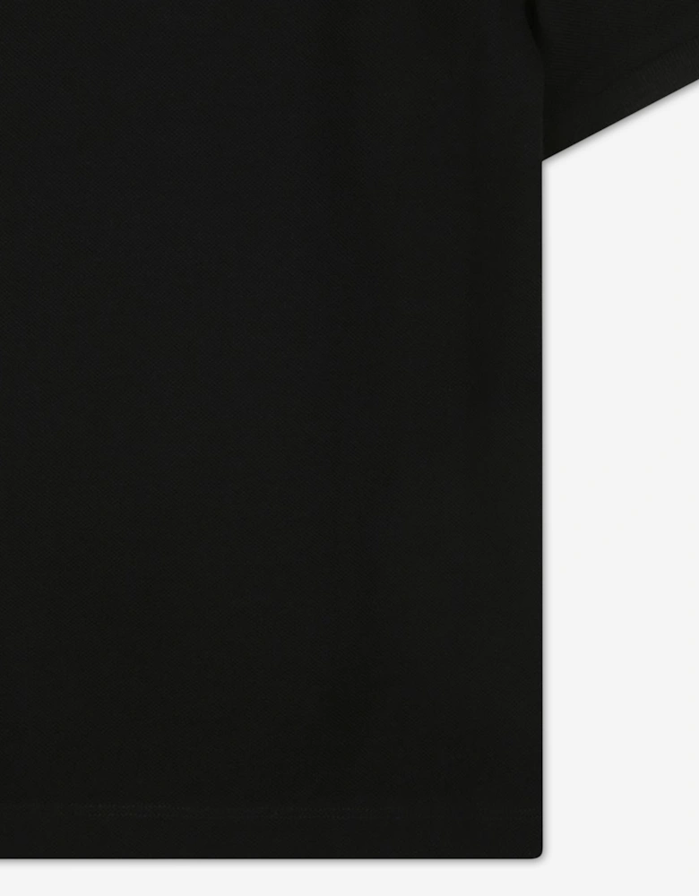 BOSS Boys Jacquard Collar Polo Shirt in Black