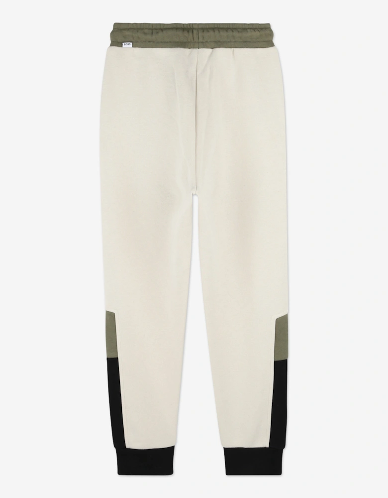BOSS Boys Logo Print Joggers in Ivory