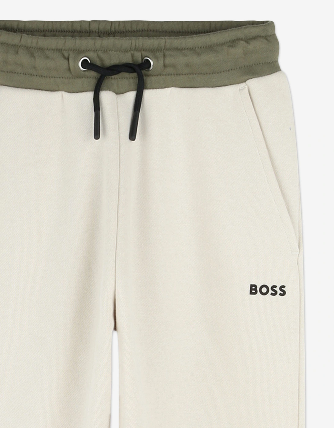 BOSS Boys Logo Print Joggers in Ivory