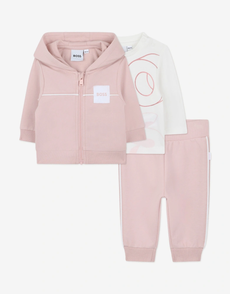 BOSS Baby Girls 3 Piece Tracksuit Set in Pink