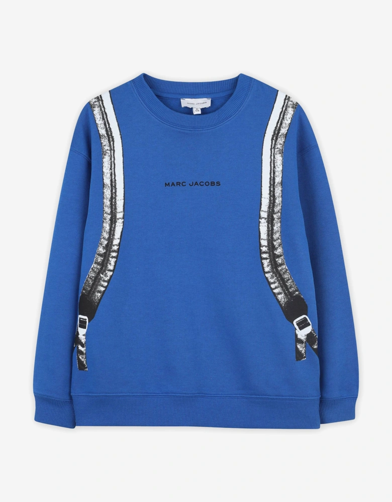 Boys Backpack Print Sweatshirt in Blue
