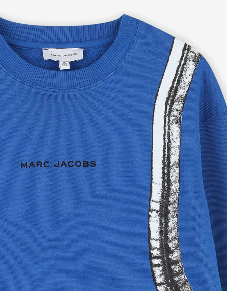 Boys Backpack Print Sweatshirt in Blue