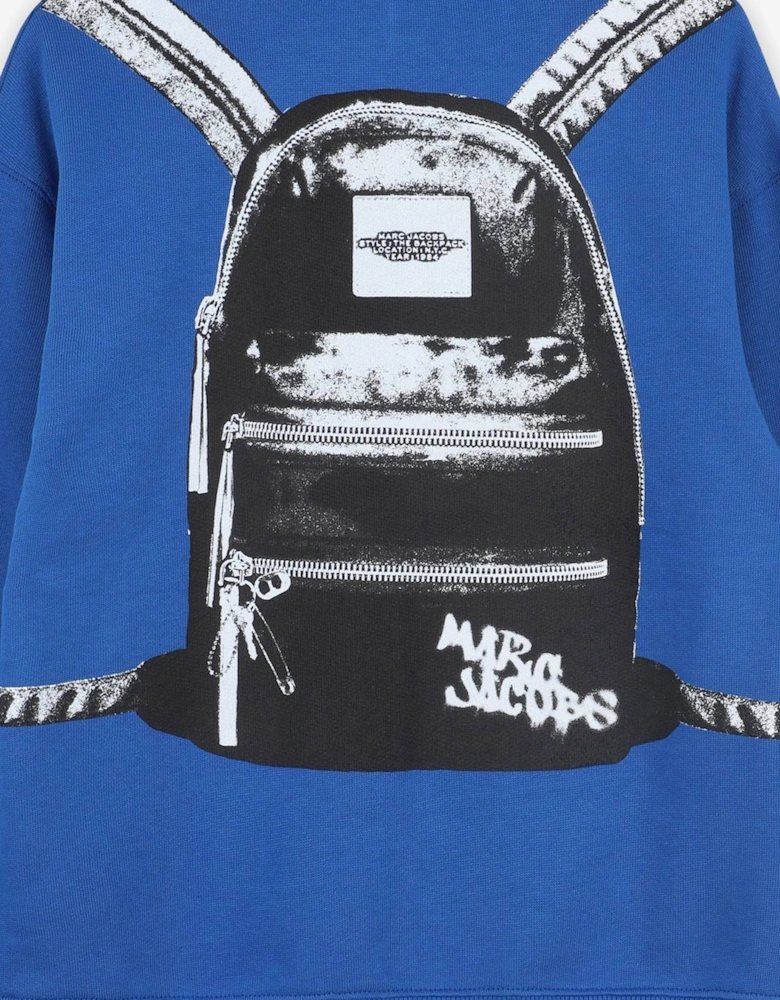 Boys Backpack Print Sweatshirt in Blue