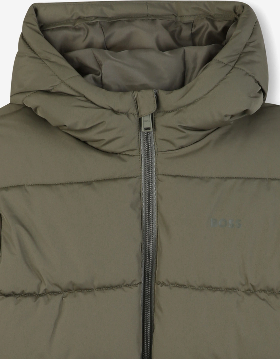 BOSS Boys Hooded Puffer Jacket in Green