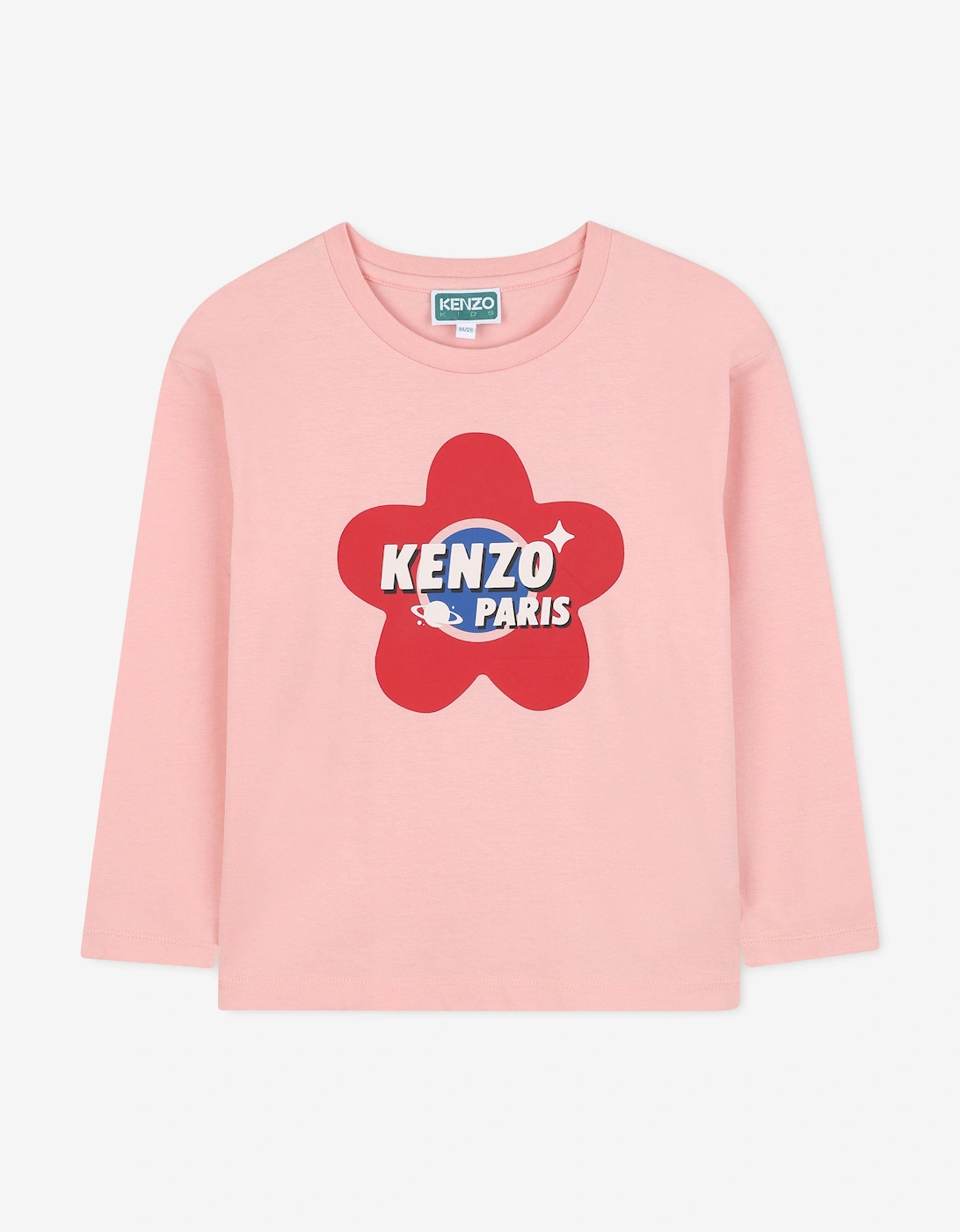 Girls Long Sleeve Flower Logo T-Shirt in Pink, 5 of 4