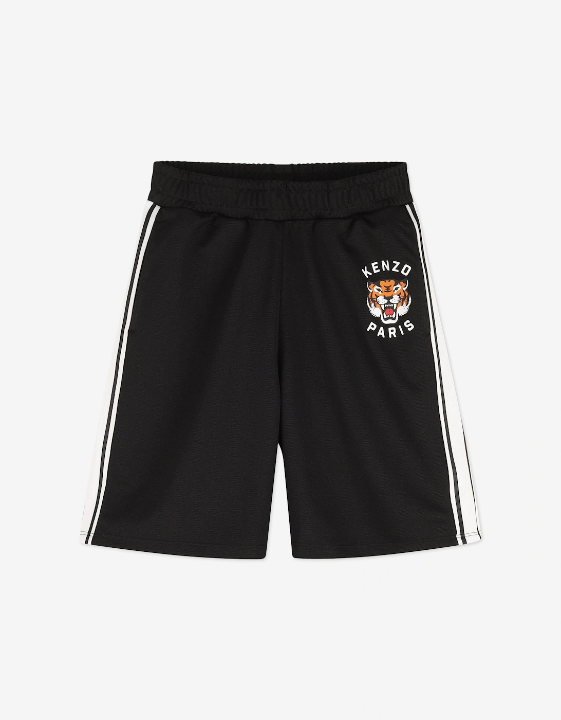 Kenzo Unisex Black Lucky Tiger Bermuda Shorts In  Size 8 Yrs Kids