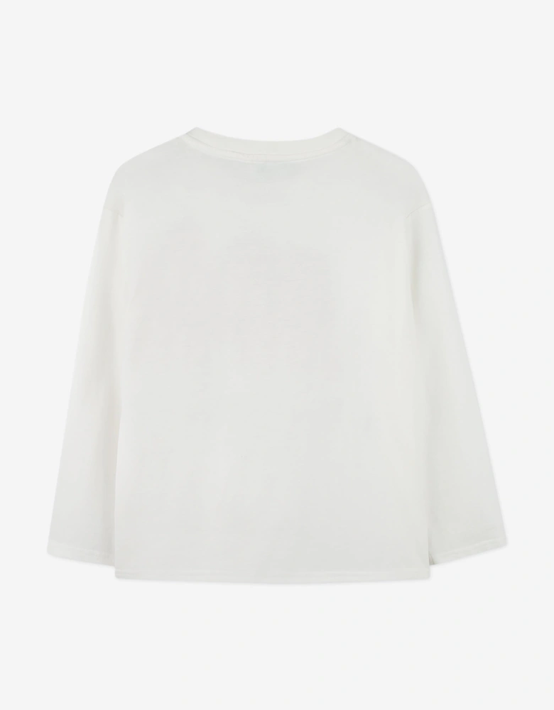 Kids Long Sleeve Boke Flower T-Shirt in Ivory