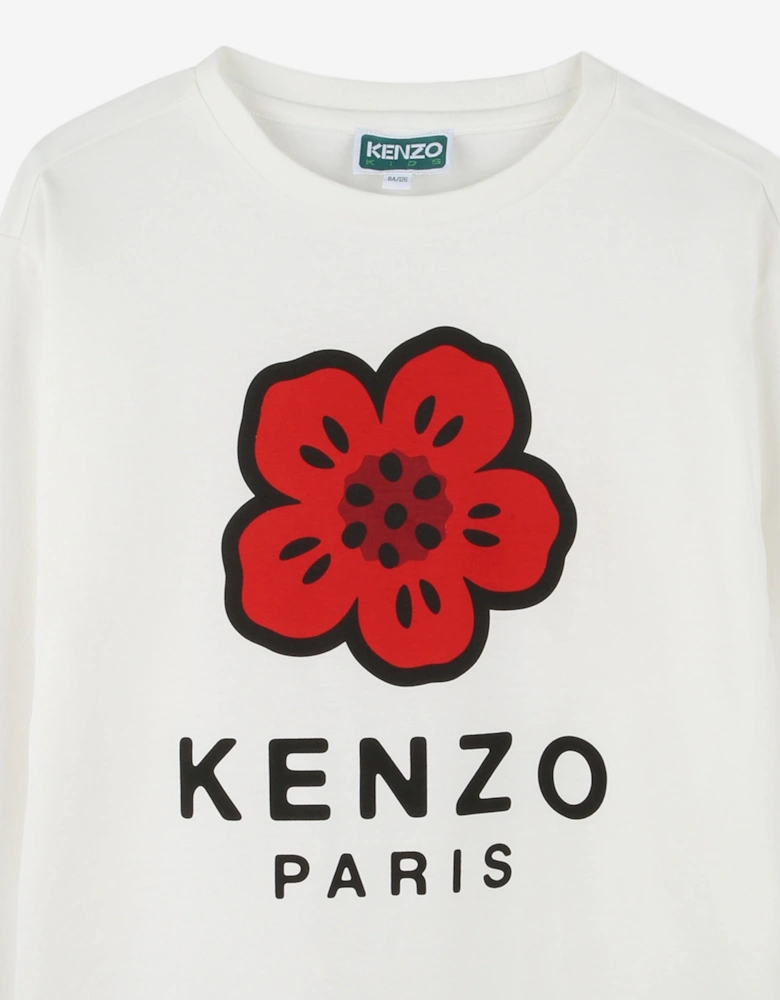 Kids Long Sleeve Boke Flower T-Shirt in Ivory