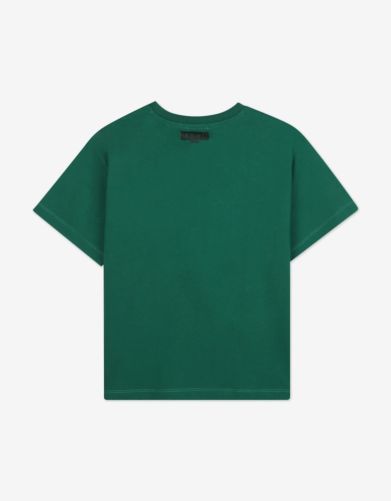 Boys Tiger Print T-Shirt in Green