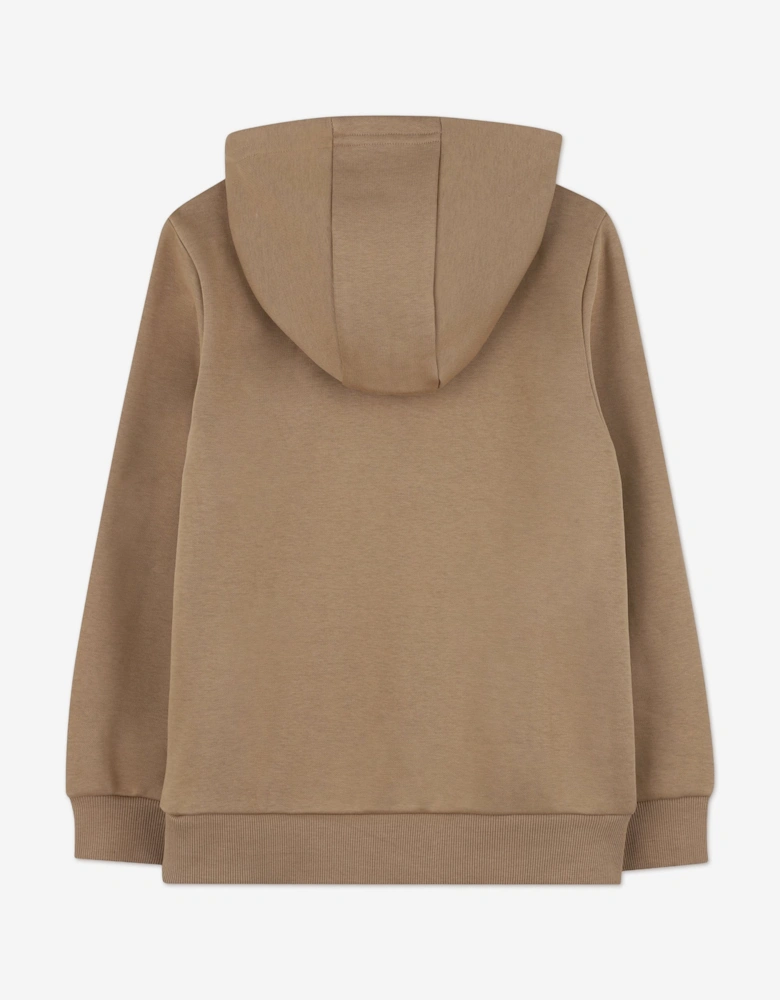 BOSS Boys Logo Print Hoodie in Brown