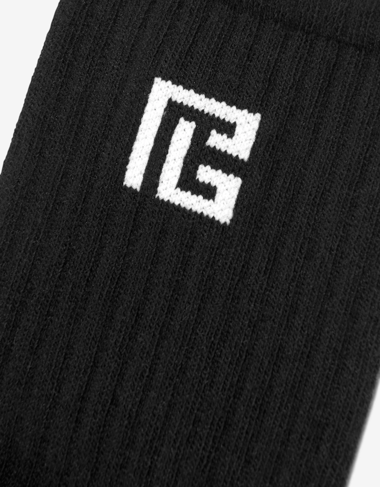 Kids Monogram Logo Socks in Black