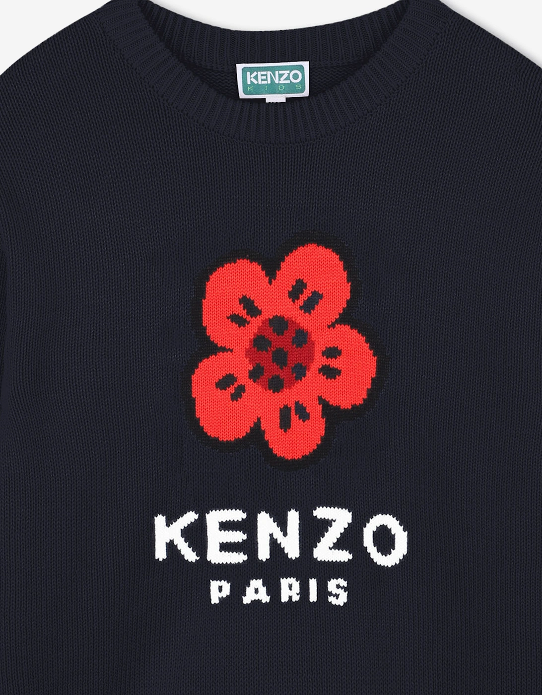 Girls Boke Flower Knitted Jumper in Navy