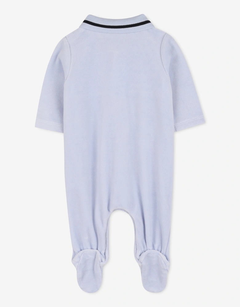 BOSS Baby Boys Velour Babygrow in Blue