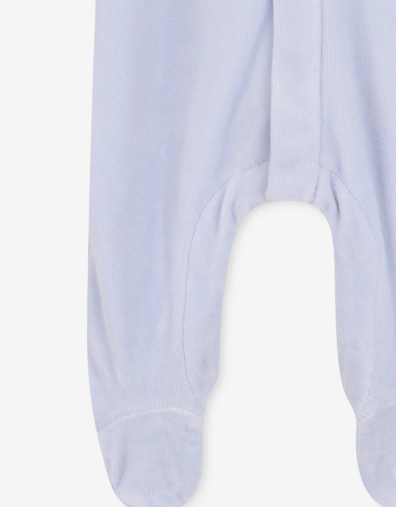 BOSS Baby Boys Velour Babygrow in Blue