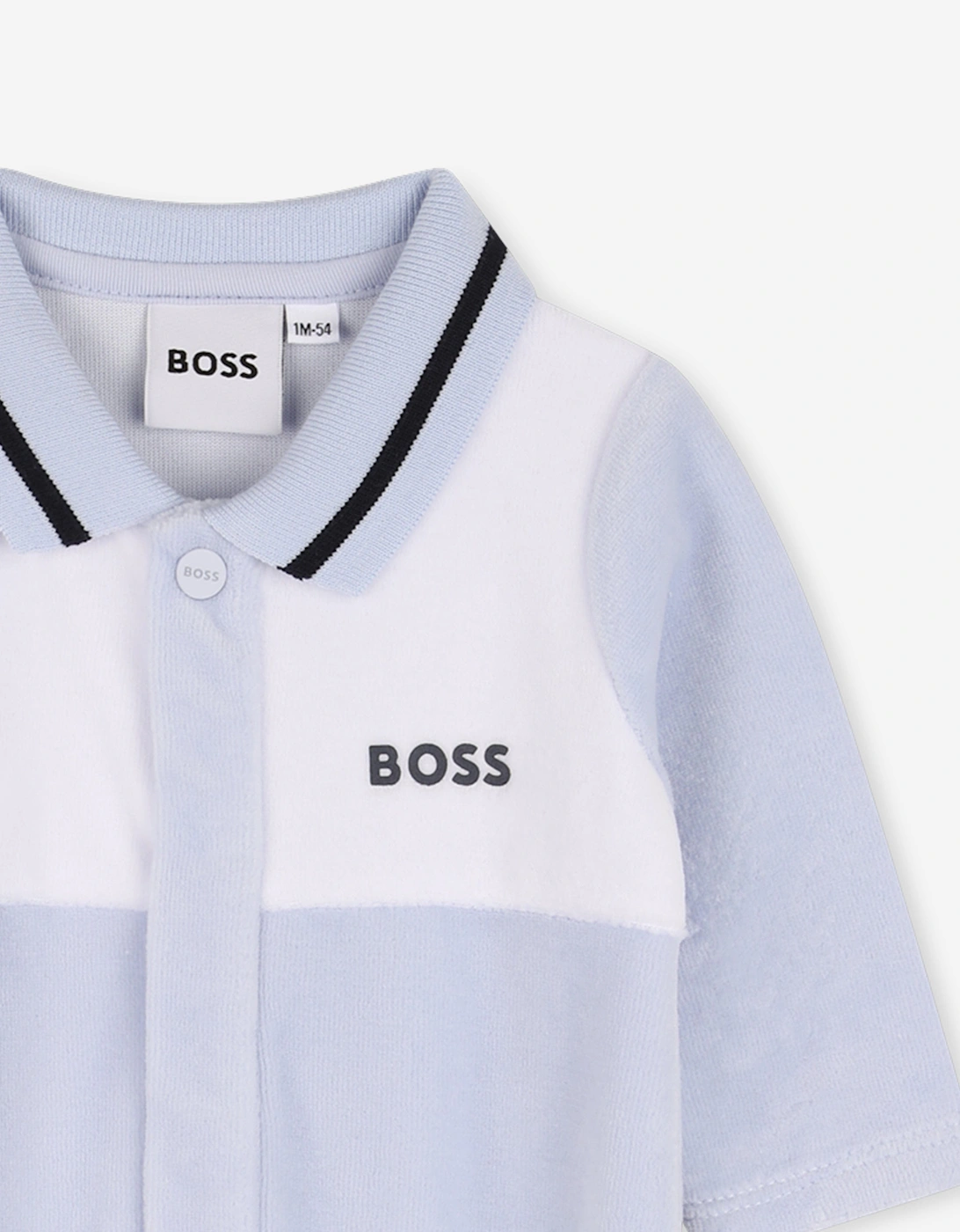 BOSS Baby Boys Velour Babygrow in Blue