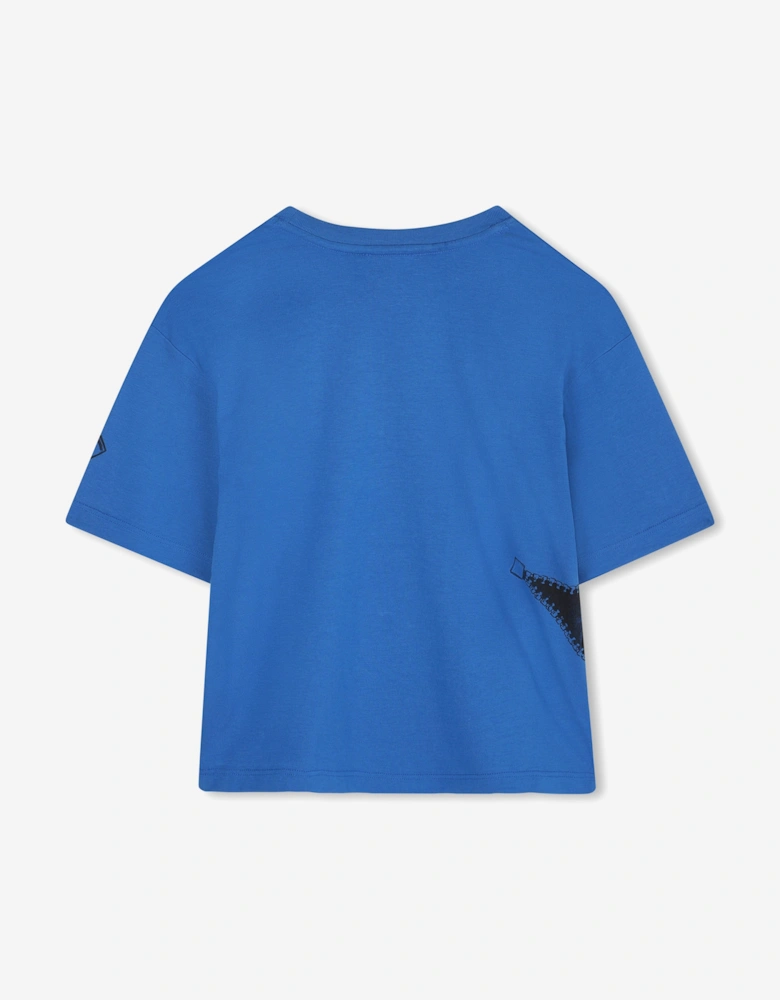 Boys Zipped Print T-Shirt in Blue