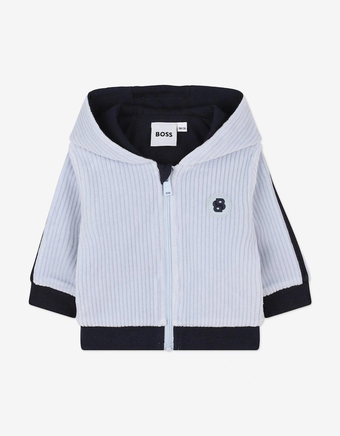 BOSS Baby Boys Striped Monogram Tracksuit in Blue