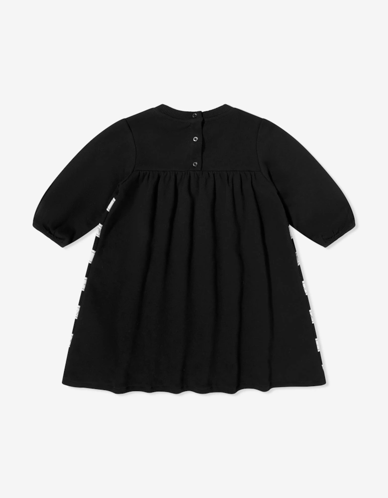 Baby Girls Striped Logo Dress in Black