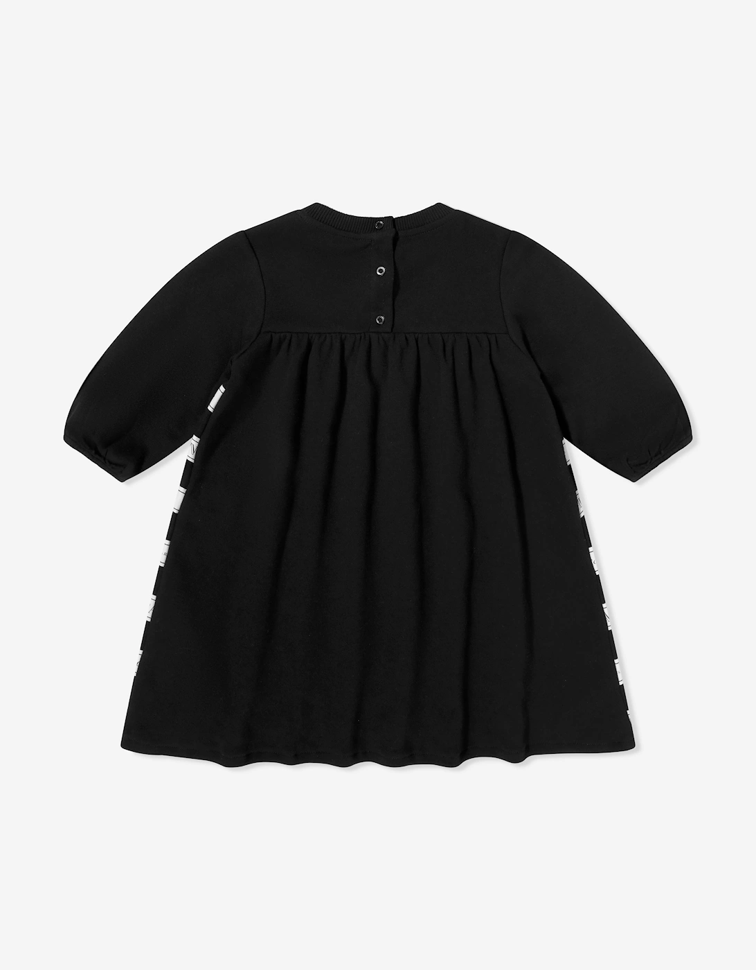 Baby Girls Striped Logo Dress in Black