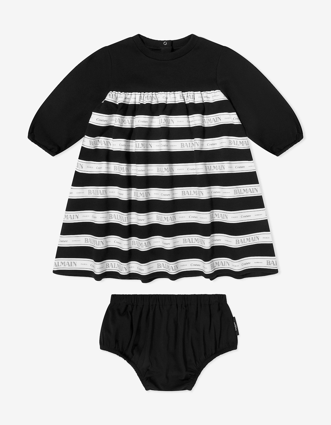 Baby Girls Striped Logo Dress in Black, 6 of 5