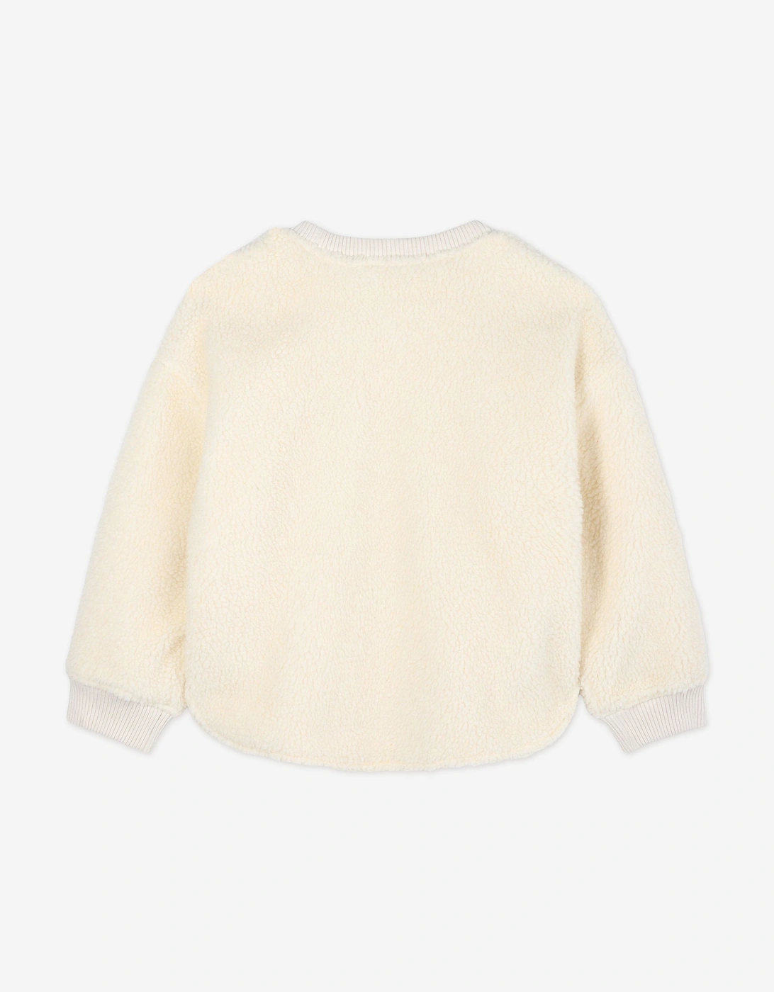 Girls Faux Shearling Flower Sweatshirt in Ivory