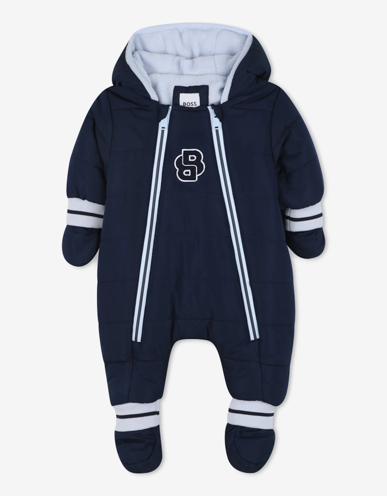 BOSS Baby Boys Monogram Snowsuit in Navy