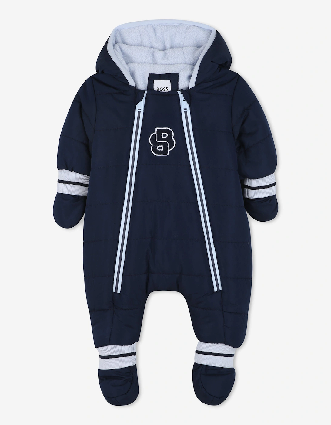 BOSS Baby Boys Monogram Snowsuit in Navy, 5 of 4