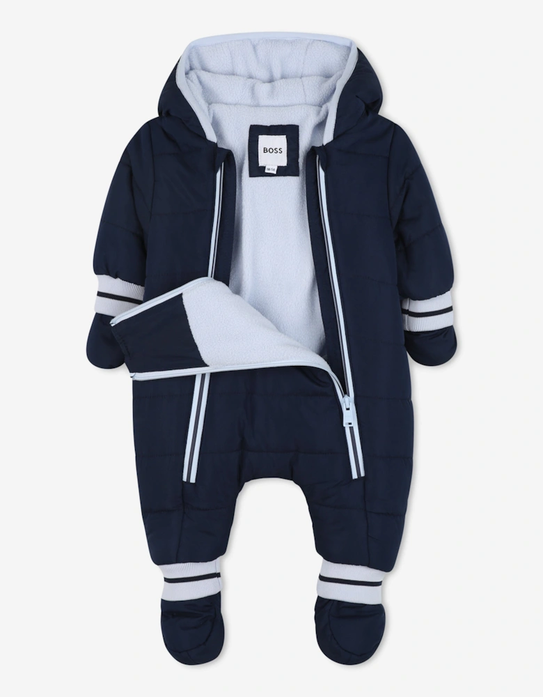 BOSS Baby Boys Monogram Snowsuit in Navy