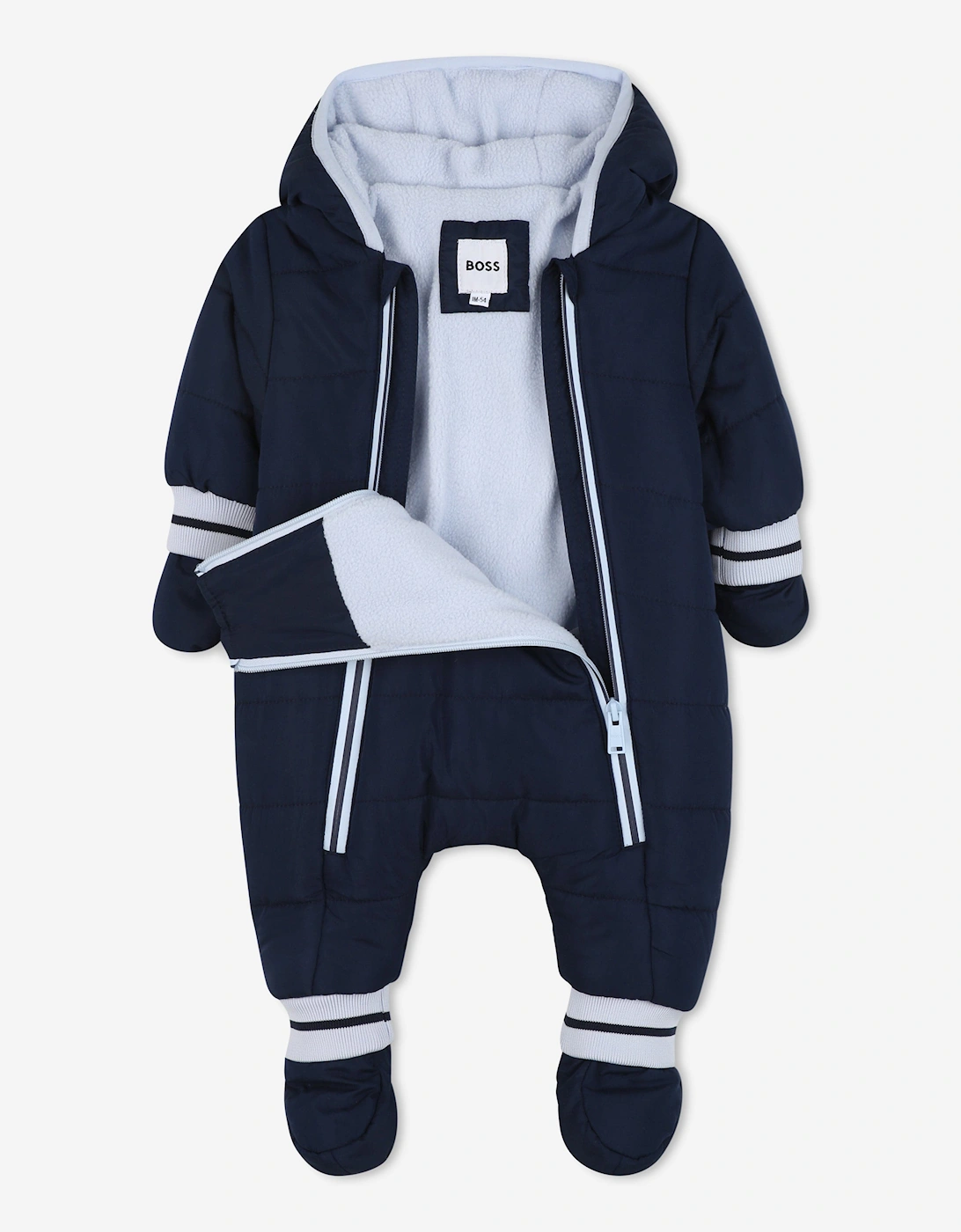 BOSS Baby Boys Monogram Snowsuit in Navy