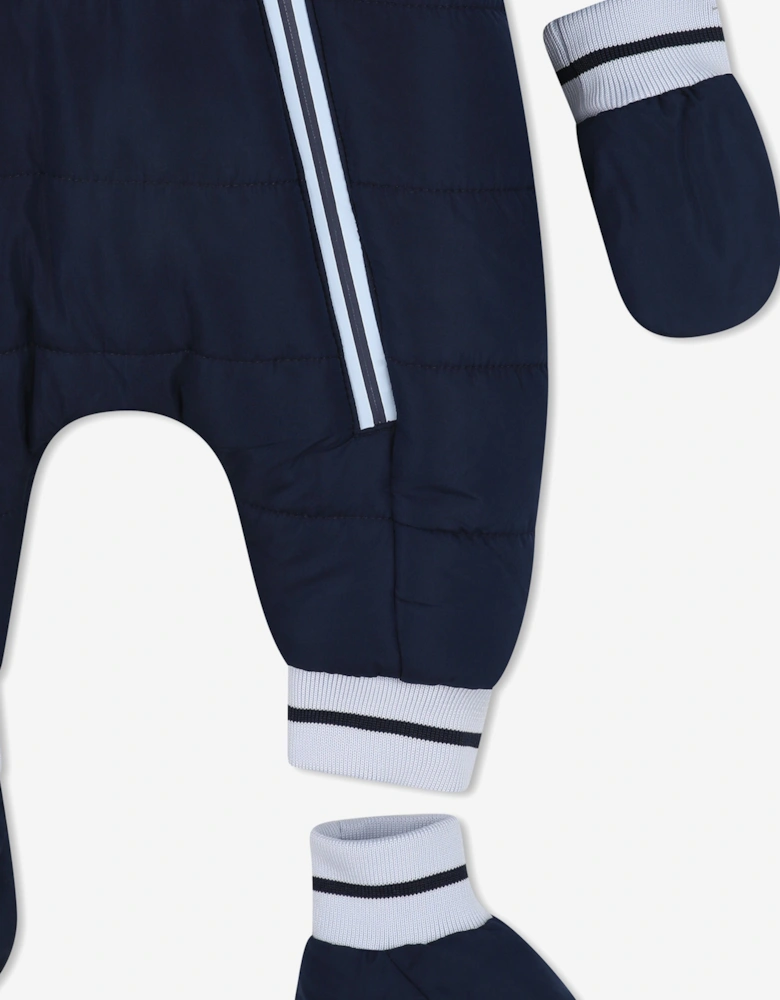 BOSS Baby Boys Monogram Snowsuit in Navy