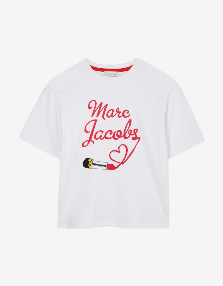 Girls Lipstick Logo T-Shirt in White