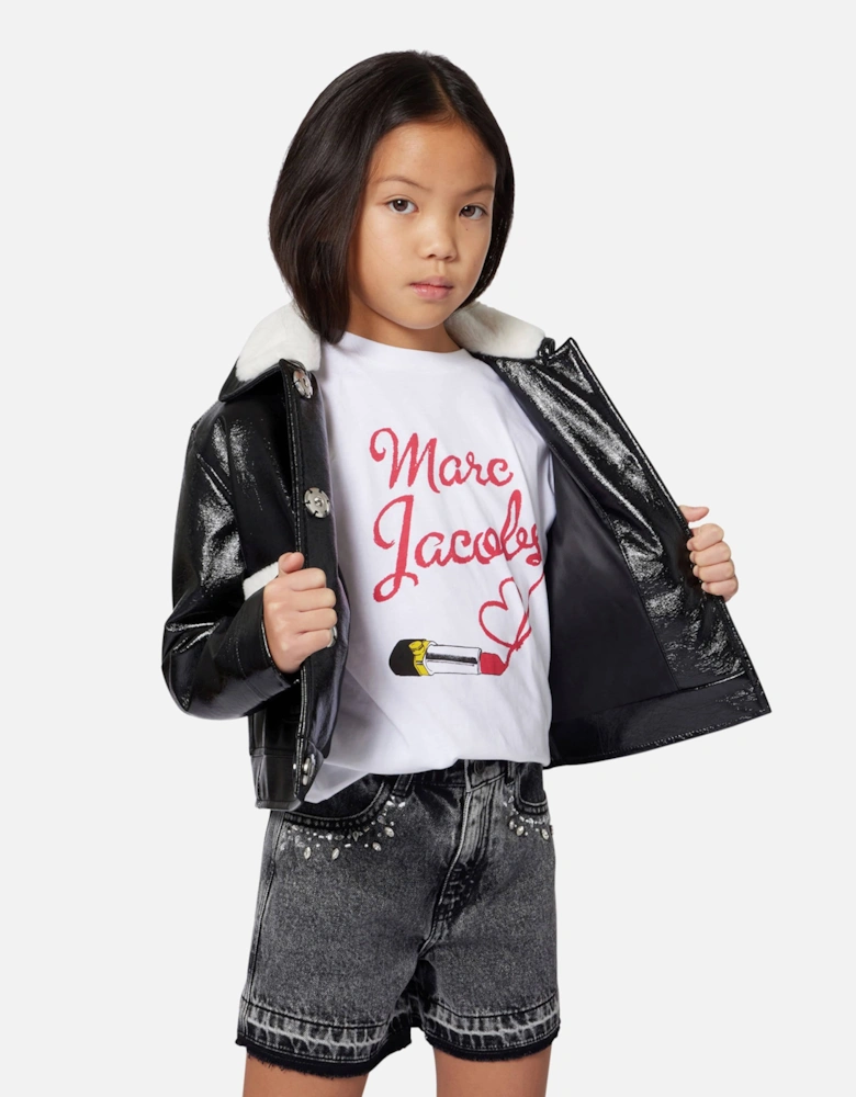 Girls Lipstick Logo T-Shirt in White