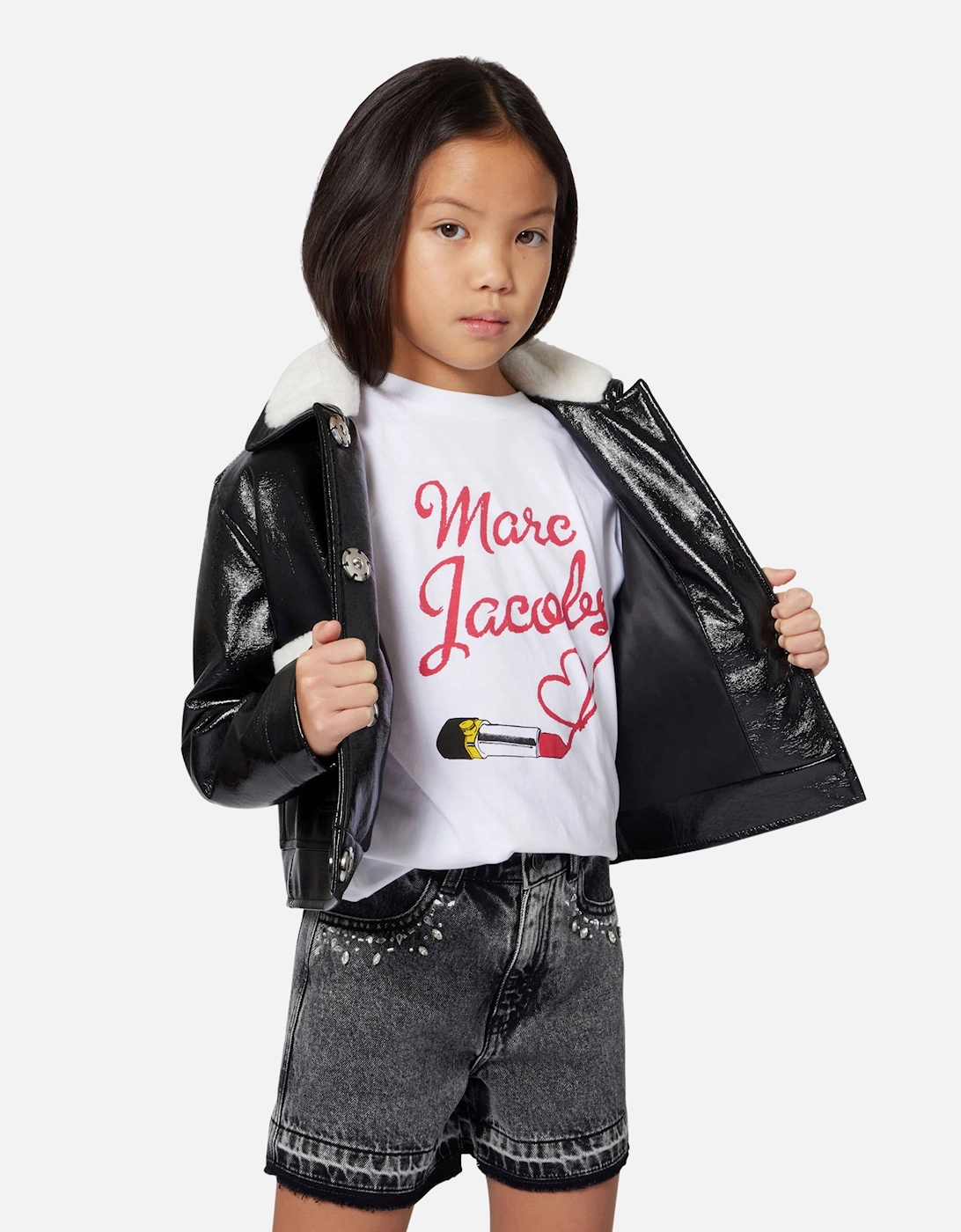 Girls Lipstick Logo T-Shirt in White