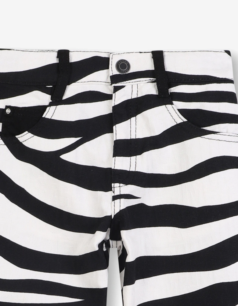 Girls Zebra Print Trousers in Black