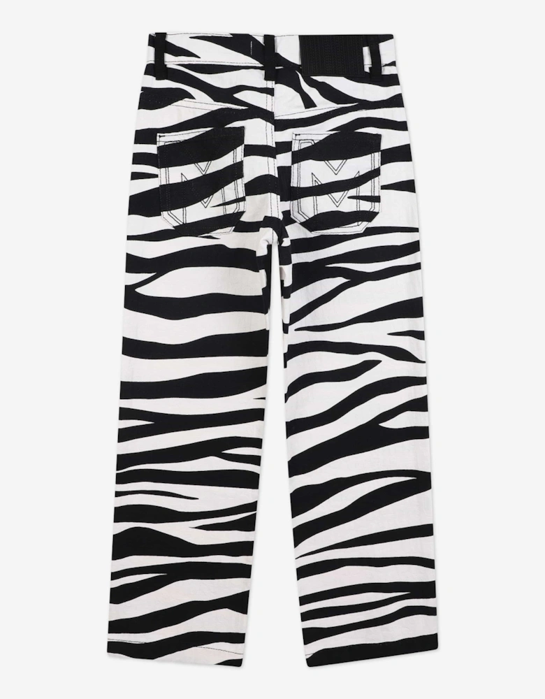 Girls Zebra Print Trousers in Black