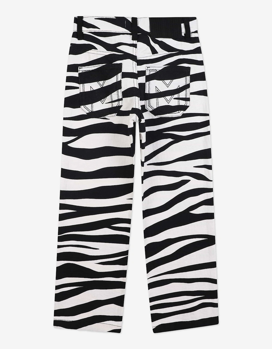 Girls Zebra Print Trousers in Black