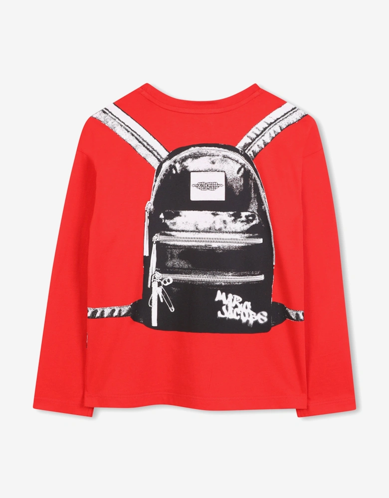 Boys Long Sleeve Backpack Print T-Shirt in Red
