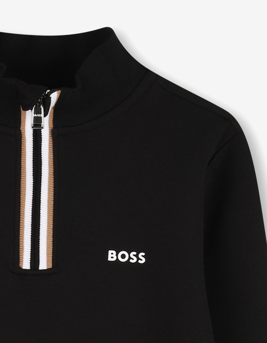 BOSS Boys Half Zip Sweatshirt in Black